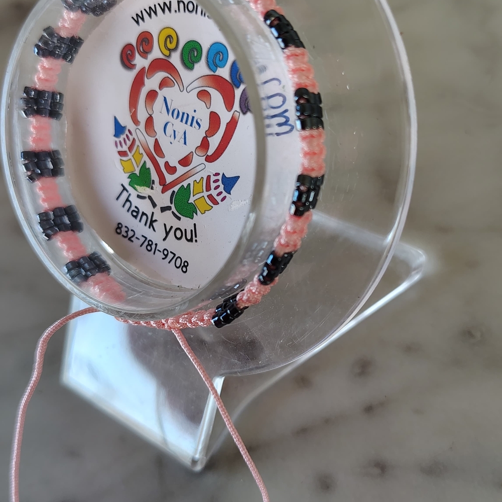 Pink and Black Beaded Bracelet